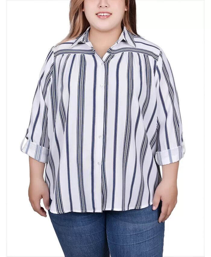 Блузка больших размеров с длинными рукавами-рулонами NY Collection, мультиколор
Блузка больших размеров с длинными рукавами-рулонами NY Collection, мультиколор