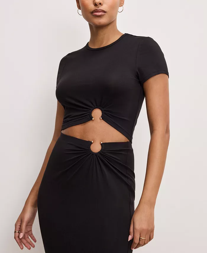 Женский топ из эластичного джерси Good American, черный
Женский топ из эластичного джерси Good American, черный