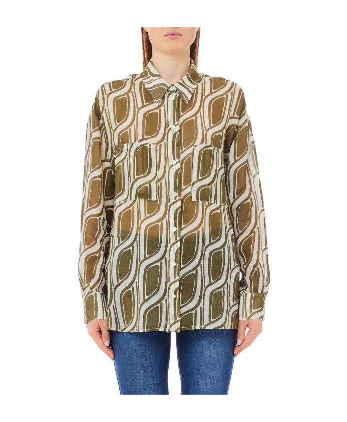 Стильная рубашка из рами с металлическим логотипом. Liu Jo, зеленый
Стильная рубашка из рами с металлическим логотипом. Liu Jo, зеленый