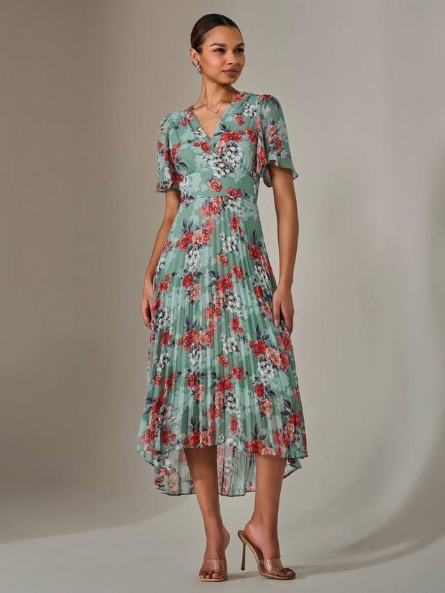 Цветочное плиссированное макси-платье Jolie Moi, зеленый 
Цветочное плиссированное макси-платье Jolie Moi, зеленый