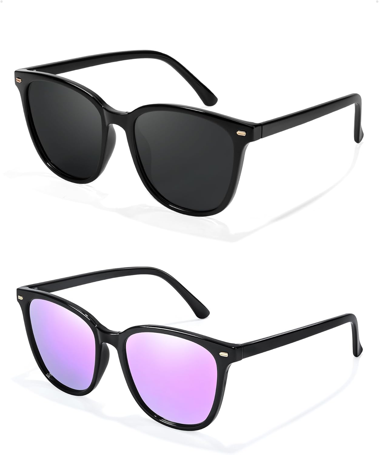 FIMILU 2 пары солнцезащитных очков для женщин, поляризованные линзы с защитой UV400, большая оправа, модные очки, стильные и стильные, C11 Black+black Frame/Purple Lens
FIMILU 2 пары солнцезащитных очков для женщин, поляризованные линзы с защитой UV400, большая оправа, модные очки, стильные и стильные, C11 Black+black Frame/Purple Lens