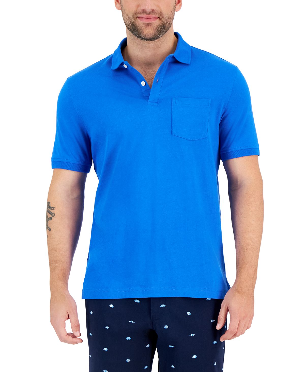 Мужская однотонная рубашка-поло из джерси с карманом Club Room
Мужская однотонная рубашка-поло из джерси с карманом Club Room