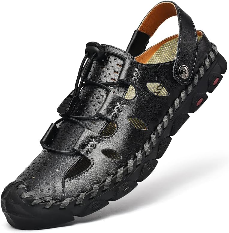 Мужские сандалии Dabbqis из кожи с закрытым носком, для улицы и пляжа, летние, противоскользящие, черный
Мужские сандалии Dabbqis из кожи с закрытым носком, для улицы и пляжа, летние, противоскользящие, черный