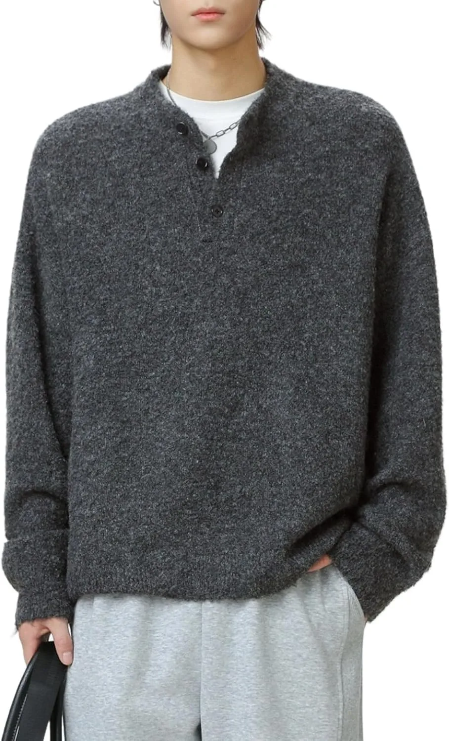 Свитер Henry Neck Pullover Knit для мужчин, теплый, в стиле Y2K POHADON
Свитер Henry Neck Pullover Knit для мужчин, теплый, в стиле Y2K POHADON