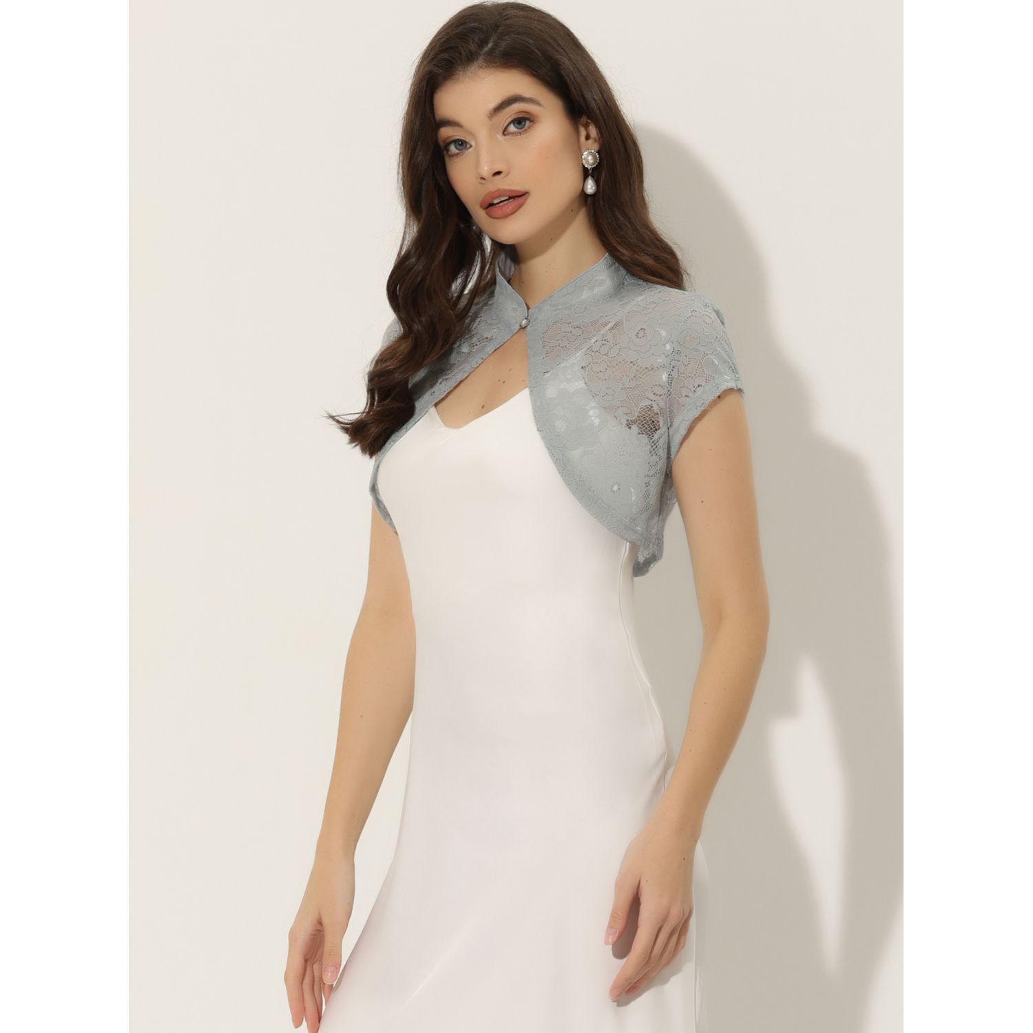 Женский кружевной кардиган с воротником-стойкой, короткие элегантные плечи ALLEGRA K, серый
Женский кружевной кардиган с воротником-стойкой, короткие элегантные плечи ALLEGRA K, серый