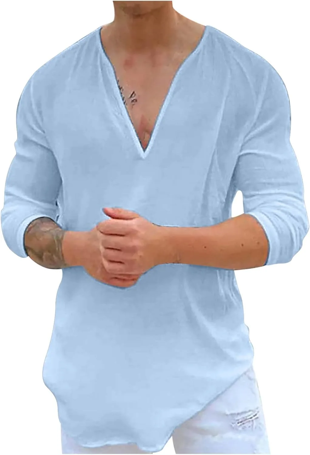 Muscularfit мужская хлопковая льняная рубашка с глубоким V-вырезом и 3/4 рукава
Muscularfit мужская хлопковая льняная рубашка с глубоким V-вырезом и 3/4 рукава