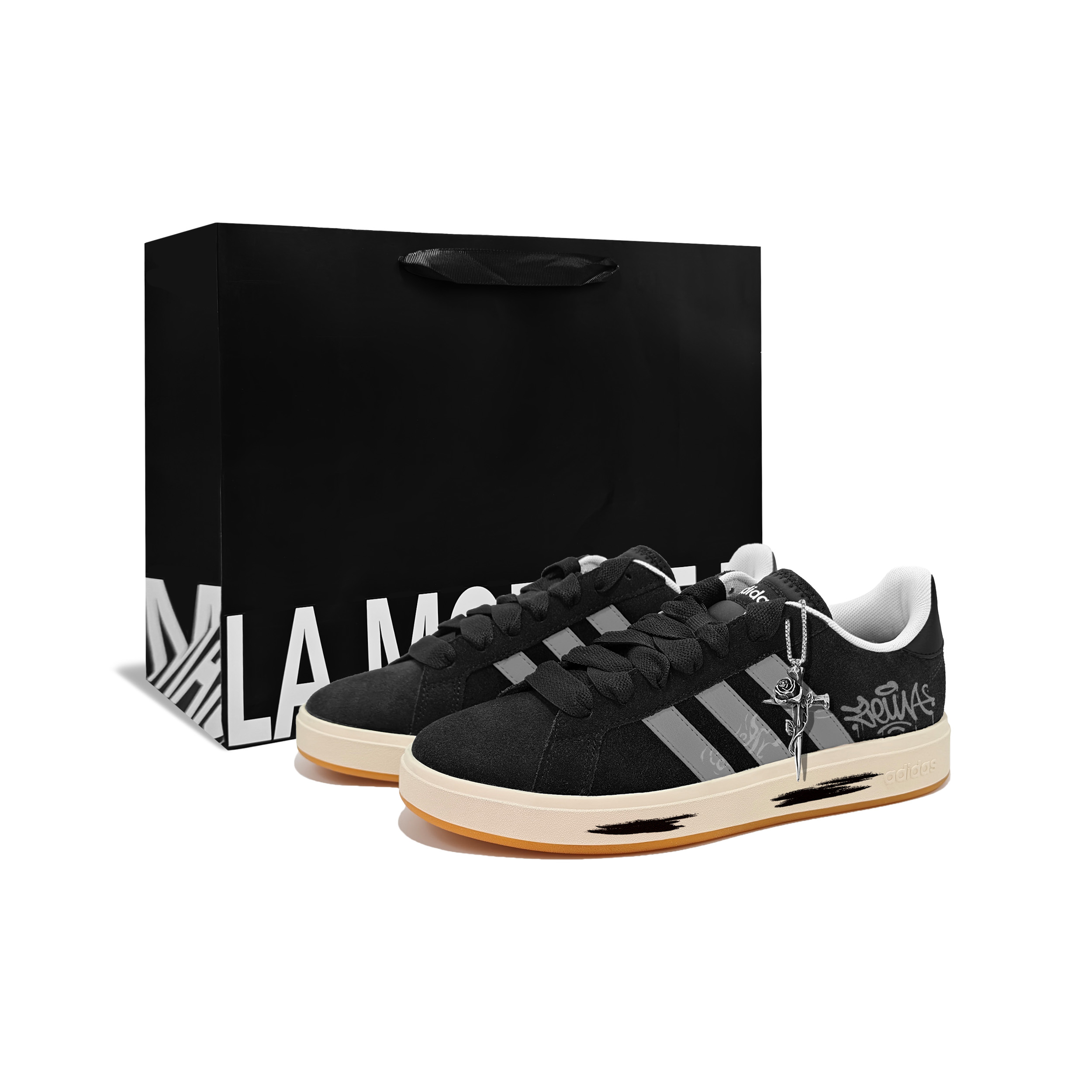 Adidas Кроссовки для скейтбординга Grand Court Base 00s Gothic Knight II, износостойкие, низкие, унисекс, черный и серый
Adidas Кроссовки для скейтбординга Grand Court Base 00s Gothic Knight II, износостойкие, низкие, унисекс, черный и серый