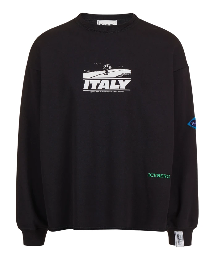 Черная толстовка с круглым вырезом свободного кроя и принтом Peanuts. Iceberg, черный
Черная толстовка с круглым вырезом свободного кроя и принтом Peanuts. Iceberg, черный