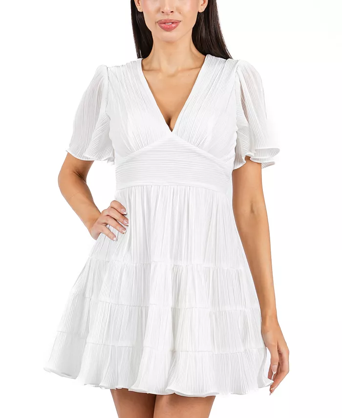 Мини-платье с ярусами и рюшами на рукавах Bodre для девушек B Darlin, белый
Мини-платье с ярусами и рюшами на рукавах Bodre для девушек B Darlin, белый