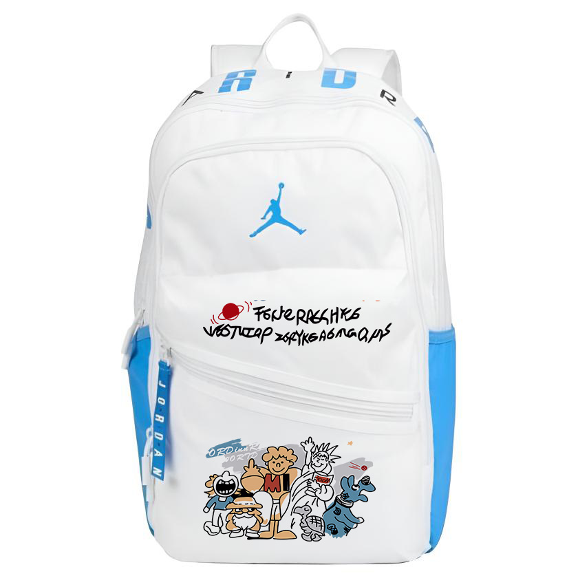 Jordan Полиэстеровый рюкзак с термопереносом сине-белый унисекс, Figure Print Portrait 
Jordan Полиэстеровый рюкзак с термопереносом сине-белый унисекс, Figure Print Portrait