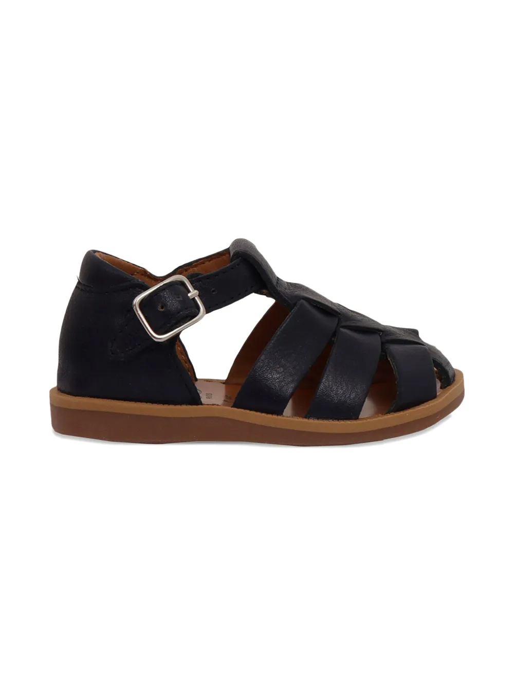 Кожаные сандалии с открытым носком и застежкой-пряжкой Pom D'api, черный 
Кожаные сандалии с открытым носком и застежкой-пряжкой Pom D'api, черный