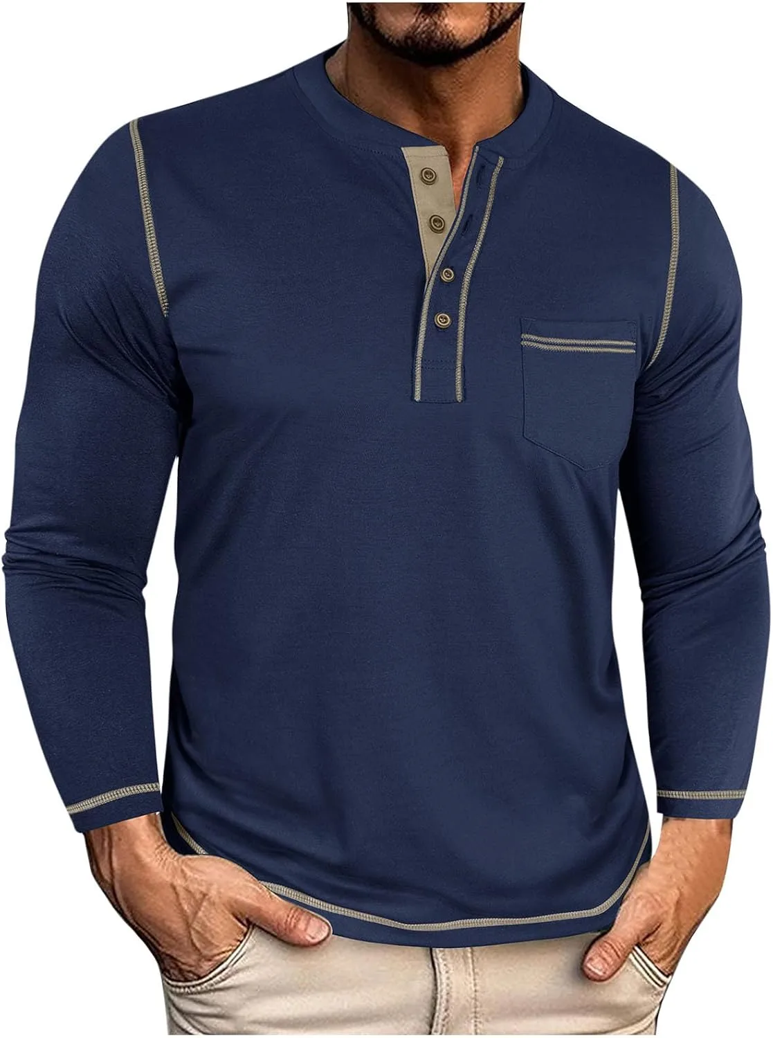 Мужская хлопковая футболка-поло с длинным рукавом и нагрудным карманом
Мужская хлопковая футболка-поло с длинным рукавом и нагрудным карманом