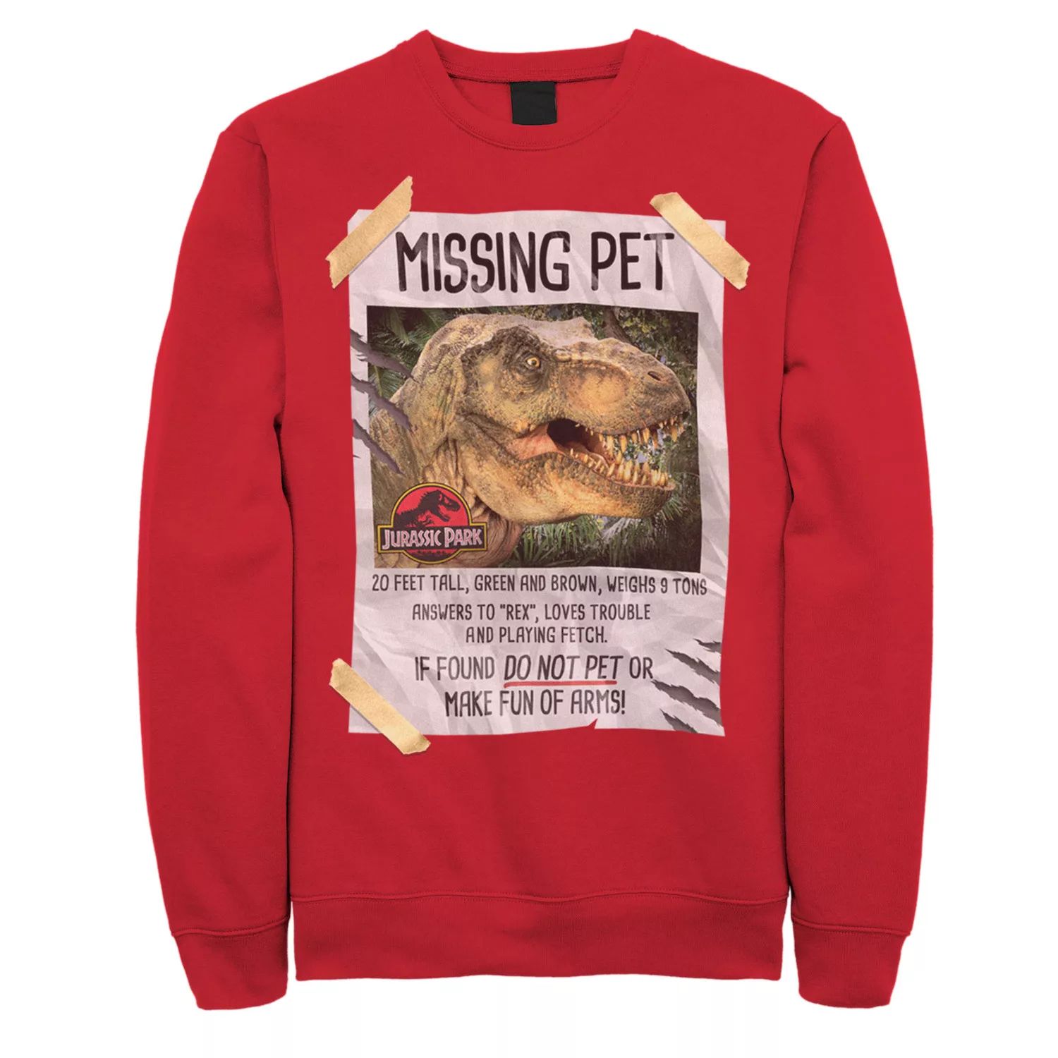 Мужской свитшот с плакатом «Парк Юрского периода Missing Pet T-Rex» Licensed Character
Мужской свитшот с плакатом «Парк Юрского периода Missing Pet T-Rex» Licensed Character