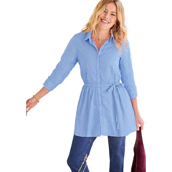 Длинная рубашка с карманами Plus size Woman Within, French Blue Stripe
Длинная рубашка с карманами Plus size Woman Within, French Blue Stripe