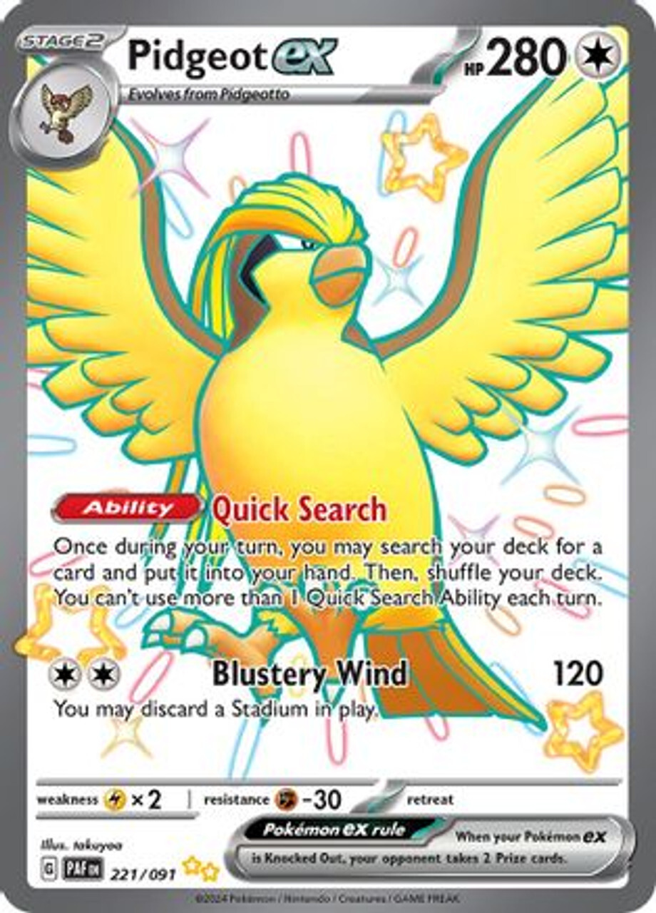 Карточная игра Pidgeot ex 221 - SV Paldean Fates Holofoil
Карточная игра Pidgeot ex 221 - SV Paldean Fates Holofoil