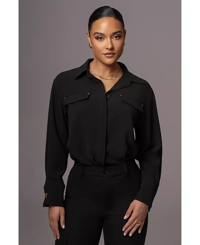 Женская черная рубашка Stella на пуговицах JLUXLABEL, черный
Женская черная рубашка Stella на пуговицах JLUXLABEL, черный