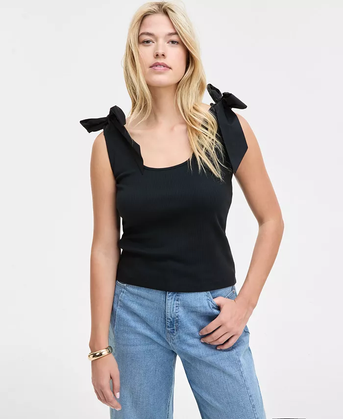 Женский ребристый топ с бантом на плече On 34th, черный
Женский ребристый топ с бантом на плече On 34th, черный