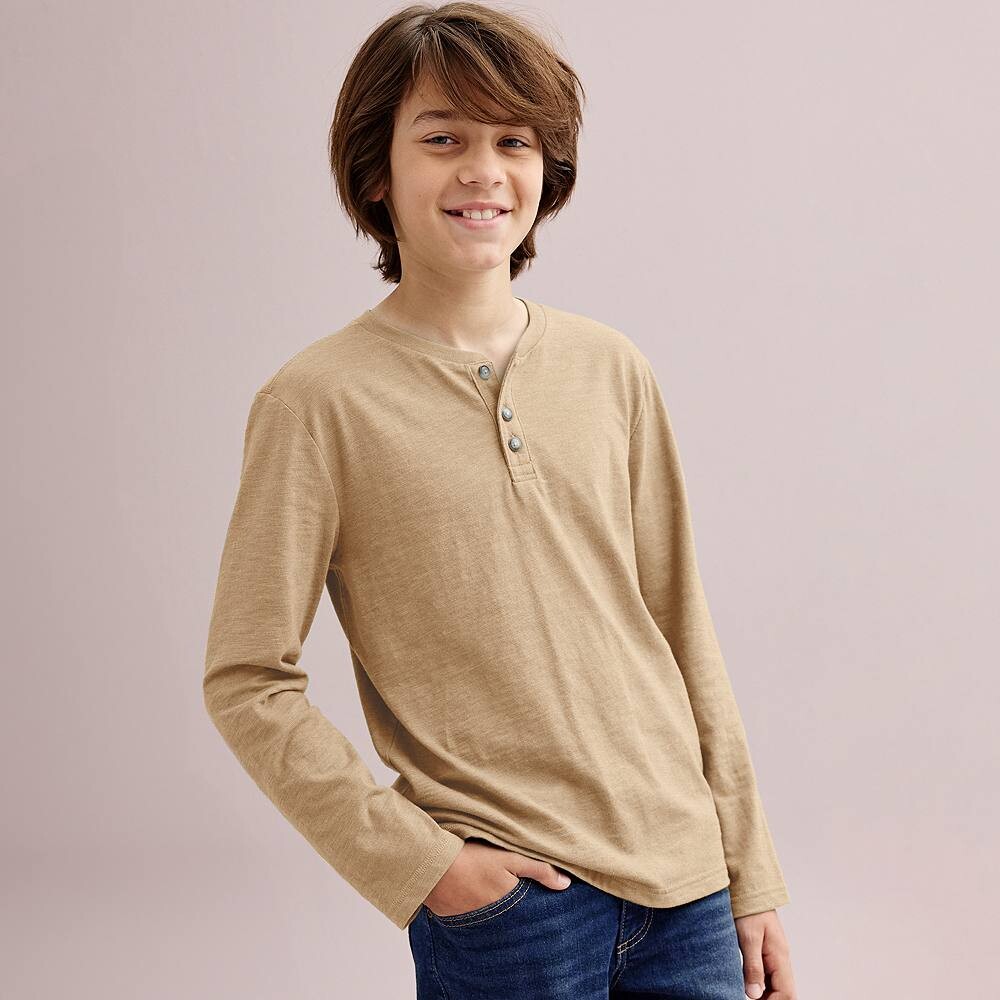 Супермягкая футболка на пуговицах с длинными рукавами Sonoma Goods For Life для мальчиков 8–20 лет в цвете обычный и хаски, цвет Hazelnut Heather 
Супермягкая футболка на пуговицах с длинными рукавами Sonoma Goods For Life для мальчиков 8–20 лет в цвете обычный и хаски, цвет Hazelnut Heather
