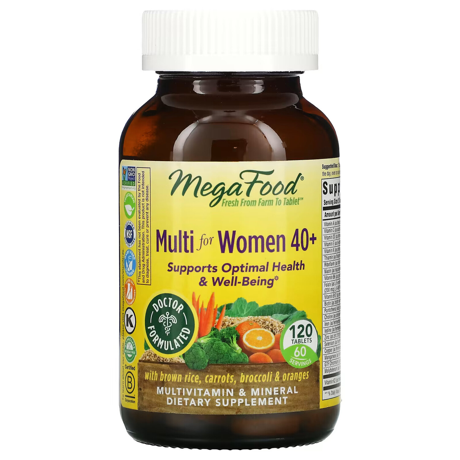 MegaFood, Multi for Women 40+, комплекс витаминов и микроэлементов для женщин старше 40 лет, 120 таблеток
MegaFood, Multi for Women 40+, комплекс витаминов и микроэлементов для женщин старше 40 лет, 120 таблеток