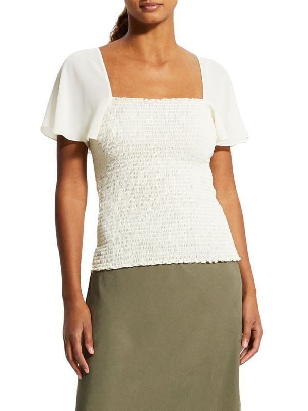 Присборенный топ с развевающимися рукавами Theory Ivory
Присборенный топ с развевающимися рукавами Theory Ivory