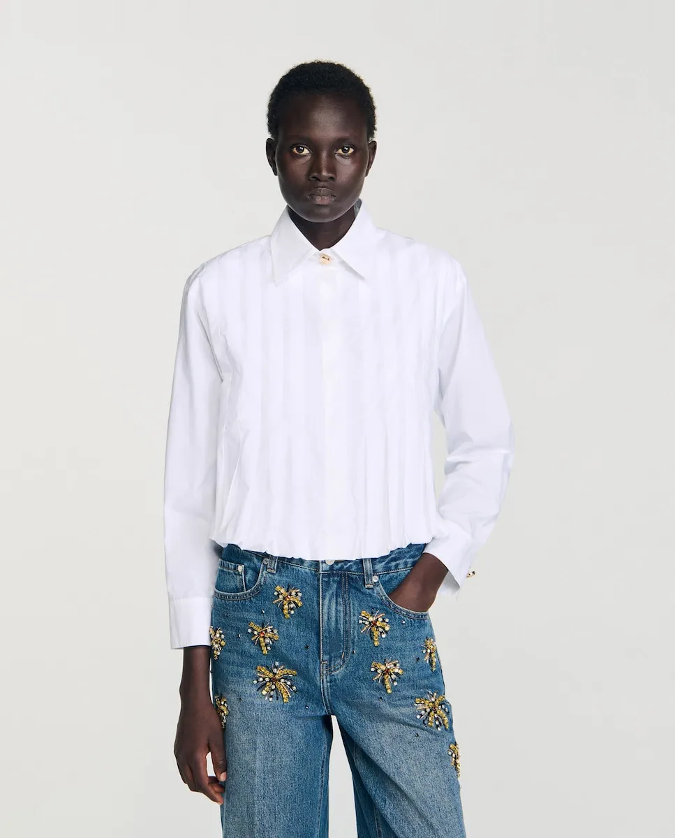 Женская короткая блузка со складками Sandro, белый
Женская короткая блузка со складками Sandro, белый