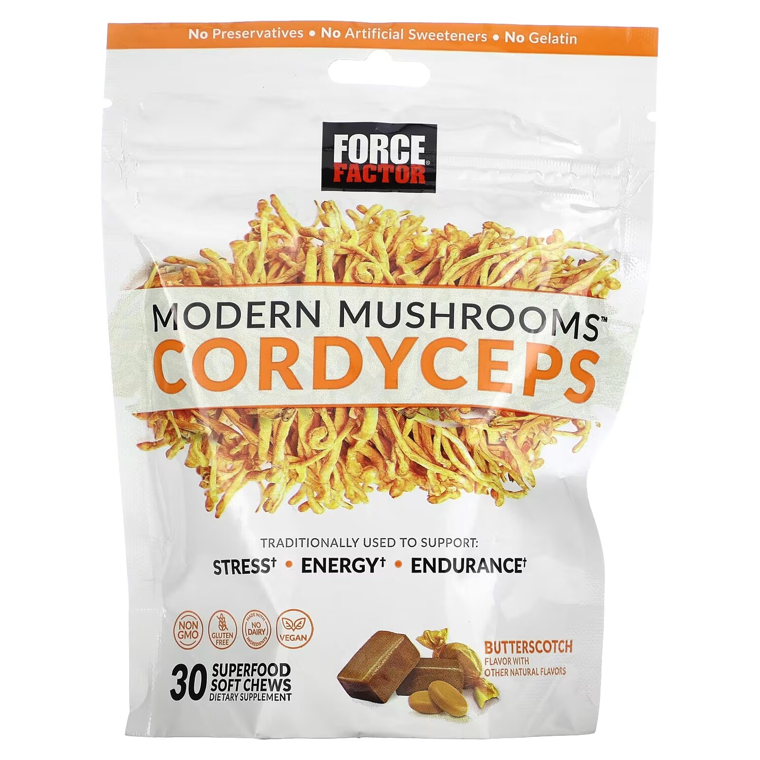 Добавка Force Factor Modern Mushrooms Cordyceps Butterscotch, 30 жевательных таблеток
Добавка Force Factor Modern Mushrooms Cordyceps Butterscotch, 30 жевательных таблеток