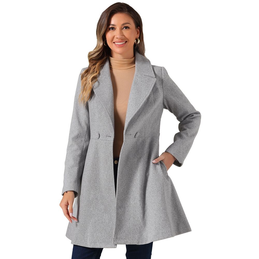 Элегантное женское пальто с шалевым воротником, одинарное зимнее длинное пальто с поясом ALLEGRA K, серый 
Элегантное женское пальто с шалевым воротником, одинарное зимнее длинное пальто с поясом ALLEGRA K, серый