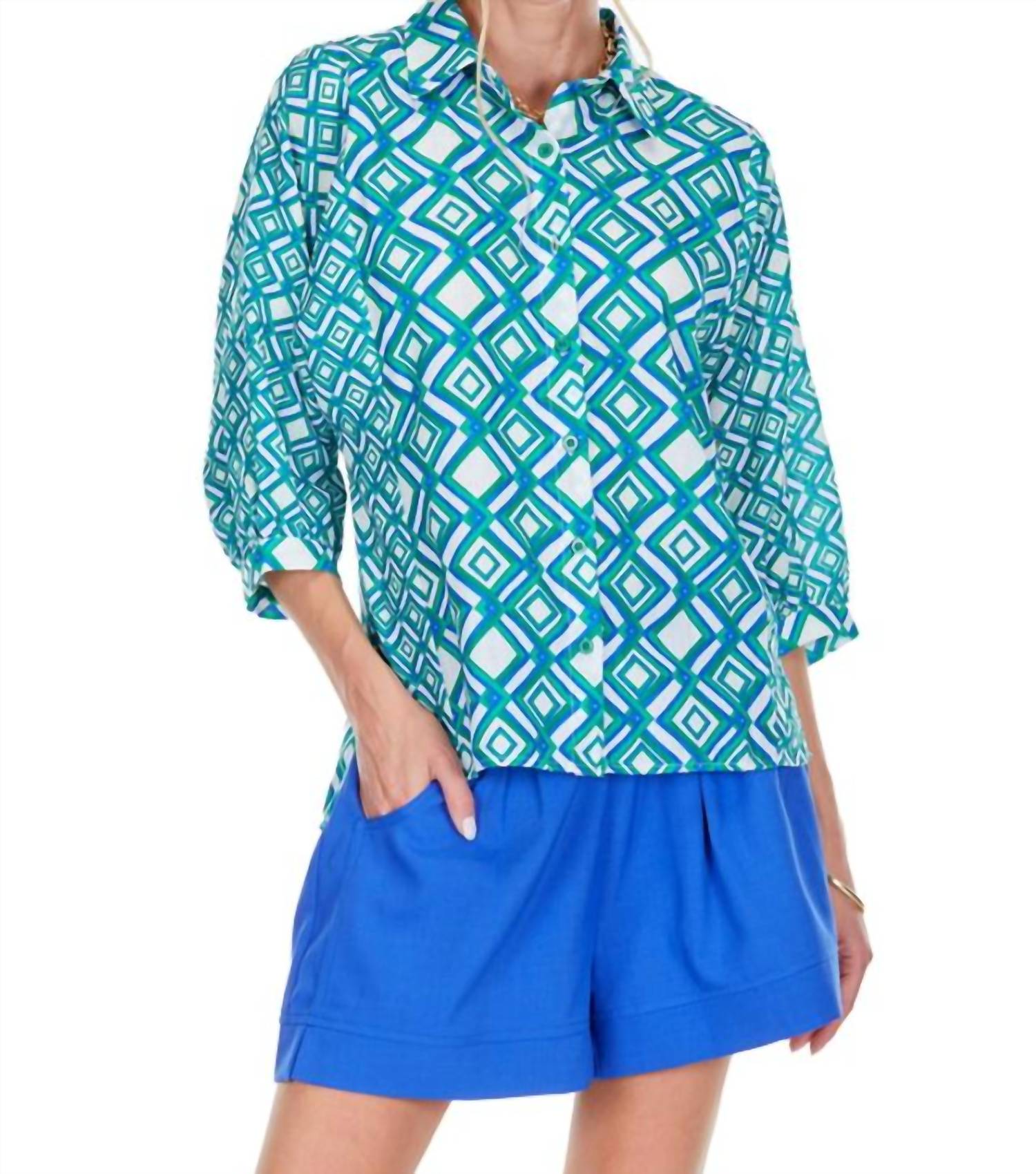 Женская блузка с контрастным принтом в изумрудном цвете Joy Joy, изумрудный
Женская блузка с контрастным принтом в изумрудном цвете Joy Joy, изумрудный