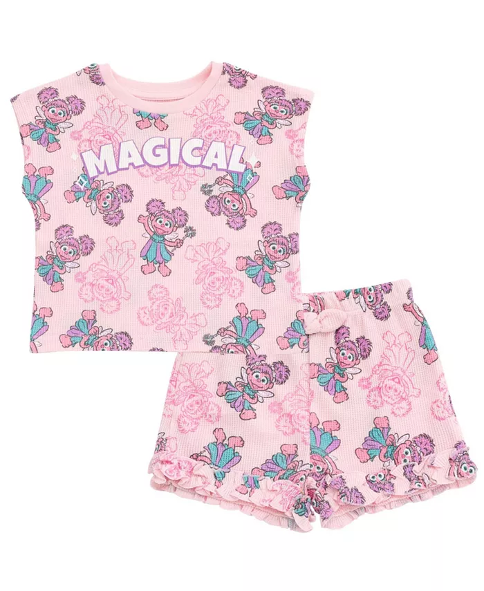 Комплект для девочек: футболка Abby Cadabby с вафельной вязкой и шорты Sesame Street, розовый 
Комплект для девочек: футболка Abby Cadabby с вафельной вязкой и шорты Sesame Street, розовый