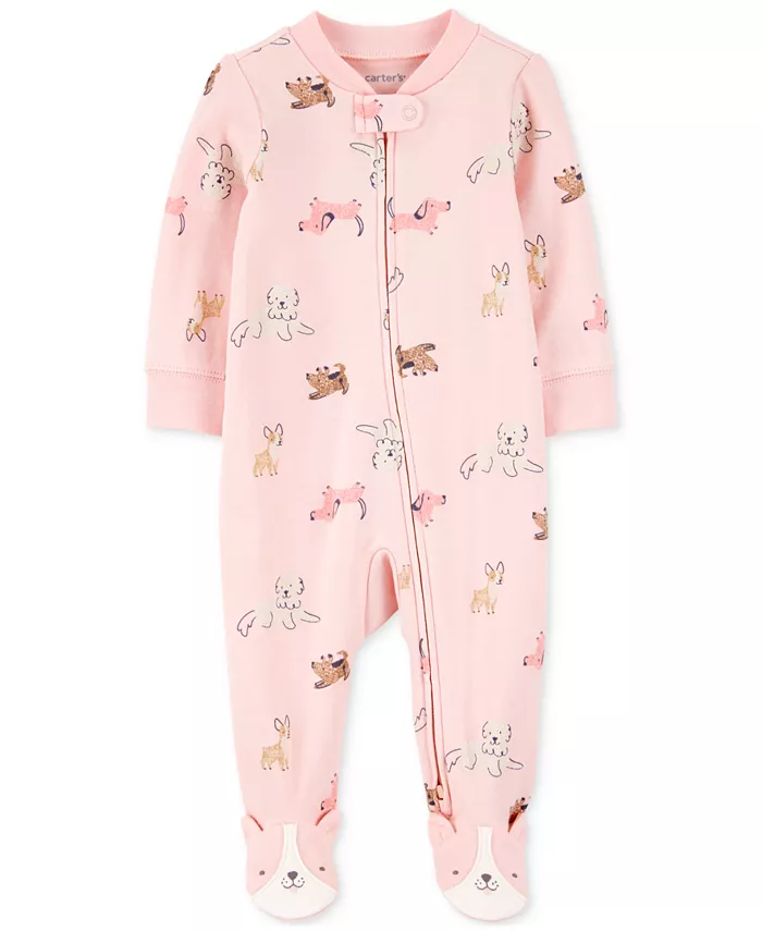 Пижама-комбинезон для девочек с принтом собачек из хлопка Carter's, розовый 
Пижама-комбинезон для девочек с принтом собачек из хлопка Carter's, розовый