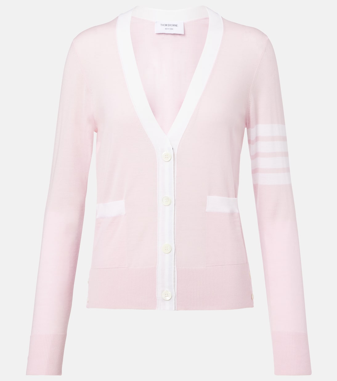 Кардиган из 100% шерсти 4-Bar Thom Browne, Light Pink
Кардиган из 100% шерсти 4-Bar Thom Browne, Light Pink