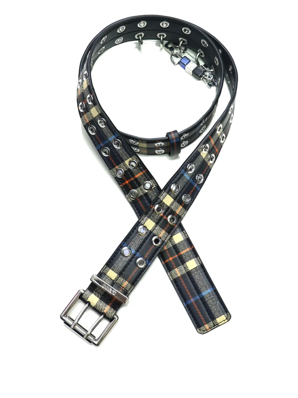 Клетчатый ремень с люверсами Ganni, черный
Клетчатый ремень с люверсами Ganni, черный