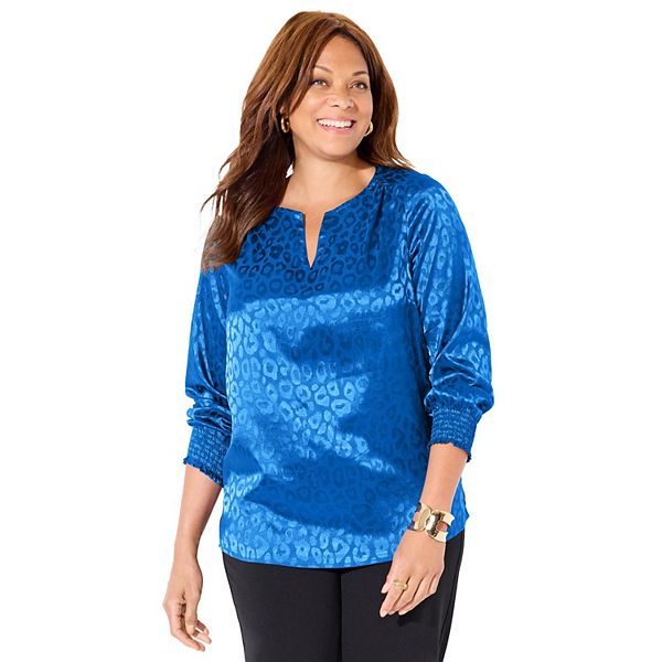 Женская блузка в стиле крестьянки из сатинового жаккарда plus size Catherines, Sapphire
Женская блузка в стиле крестьянки из сатинового жаккарда plus size Catherines, Sapphire