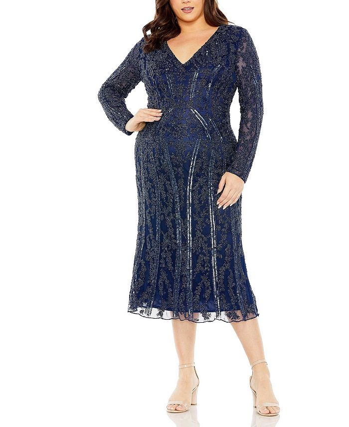 Платье Plus с длинными рукавами и декоративными элементами Mac Duggal, синий
Платье Plus с длинными рукавами и декоративными элементами Mac Duggal, синий