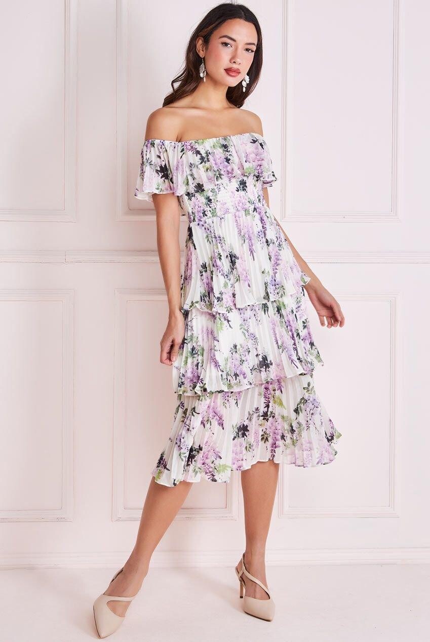 Присборенное шифоновое платье-миди с цветочным принтом Goddiva, мультиколор
Присборенное шифоновое платье-миди с цветочным принтом Goddiva, мультиколор