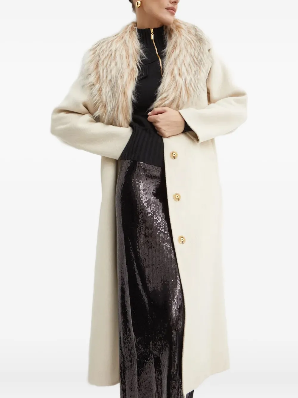 Пальто с воротником из искусственного меха LUISA SPAGNOLI, нейтральный 
Пальто с воротником из искусственного меха LUISA SPAGNOLI, нейтральный