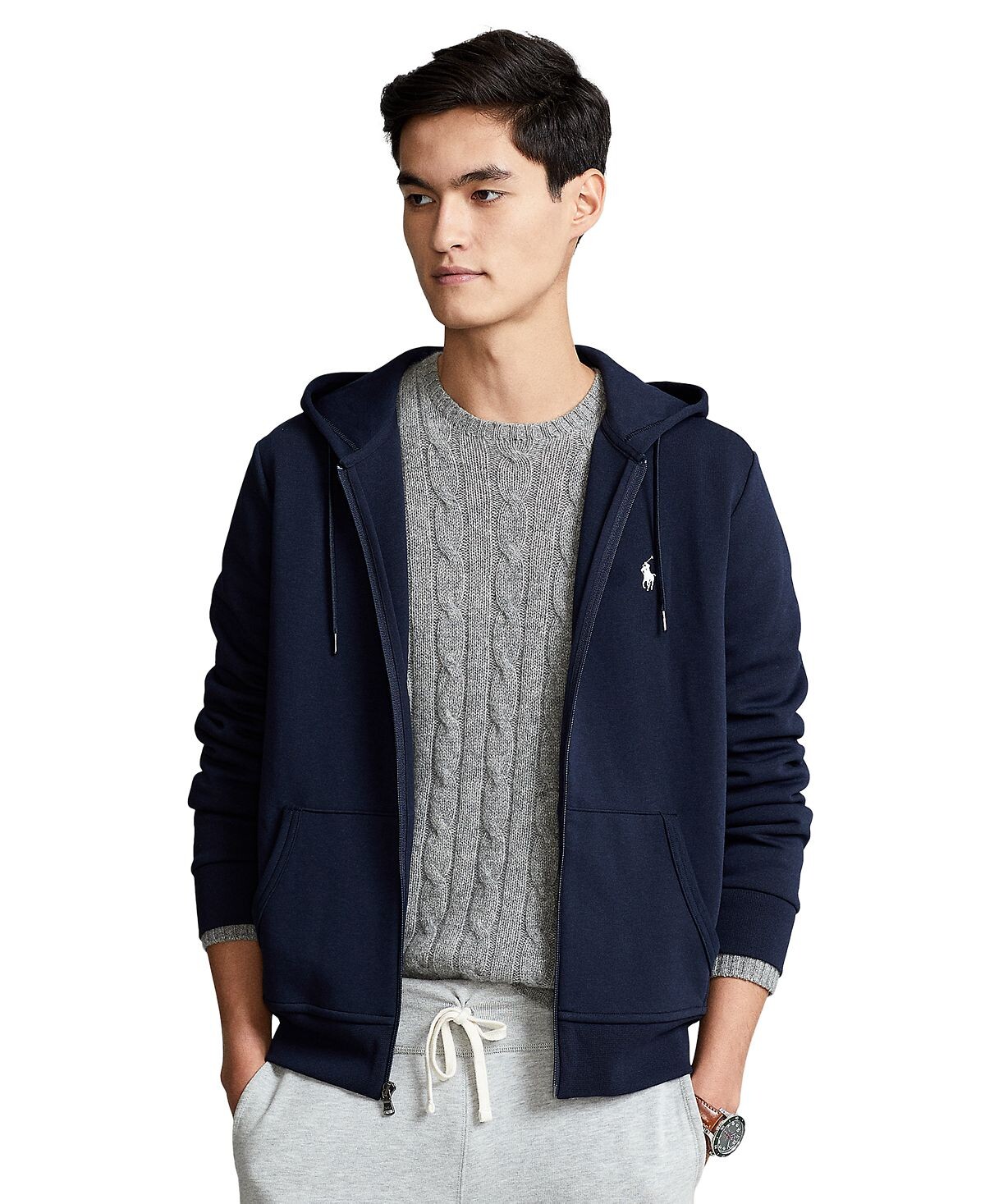 Мужская толстовка с капюшоном и молнией во всю длину двойной вязки Polo Ralph Lauren, синий
Мужская толстовка с капюшоном и молнией во всю длину двойной вязки Polo Ralph Lauren, синий