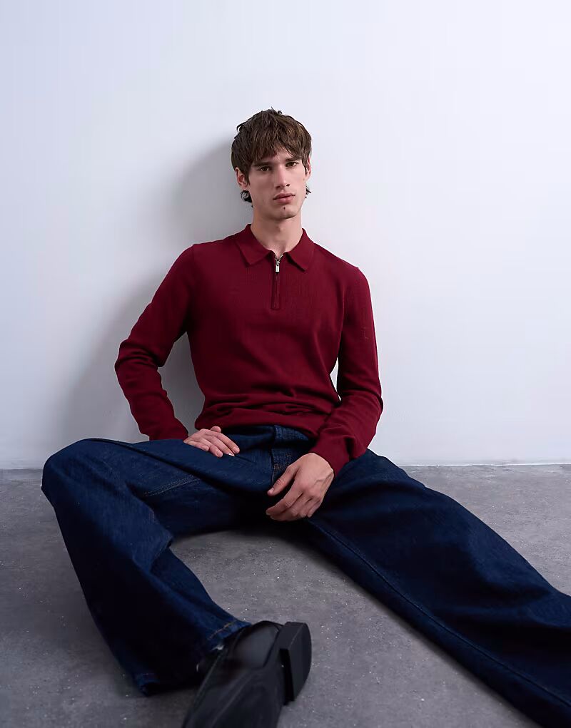 Вязаная рубашка-поло Essential на молнии бордового цвета Topman
Вязаная рубашка-поло Essential на молнии бордового цвета Topman