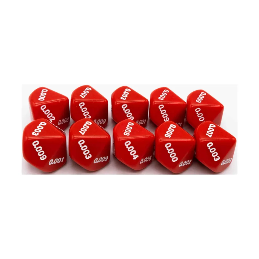 d10 Десятичные игральные кости – красные с белыми (тысячные) (10), Dice - Symbols, Functional & Unique Dice
d10 Десятичные игральные кости – красные с белыми (тысячные) (10), Dice - Symbols, Functional & Unique Dice