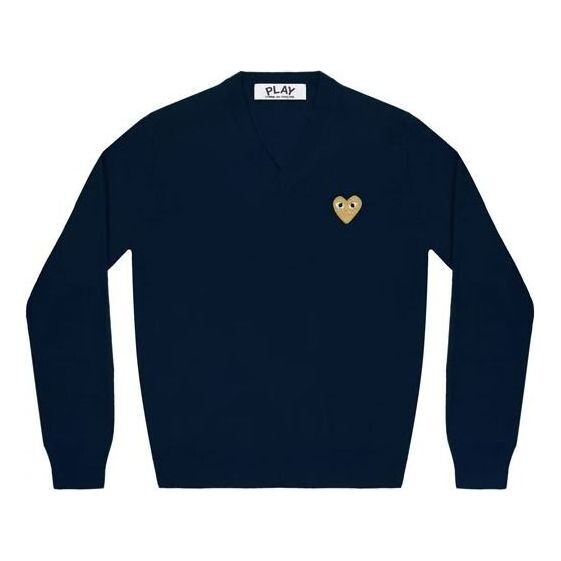 Свитер v-neck pullover gold emblem 'navy' Comme Des Garcons Play, синий
Свитер v-neck pullover gold emblem 'navy' Comme Des Garcons Play, синий