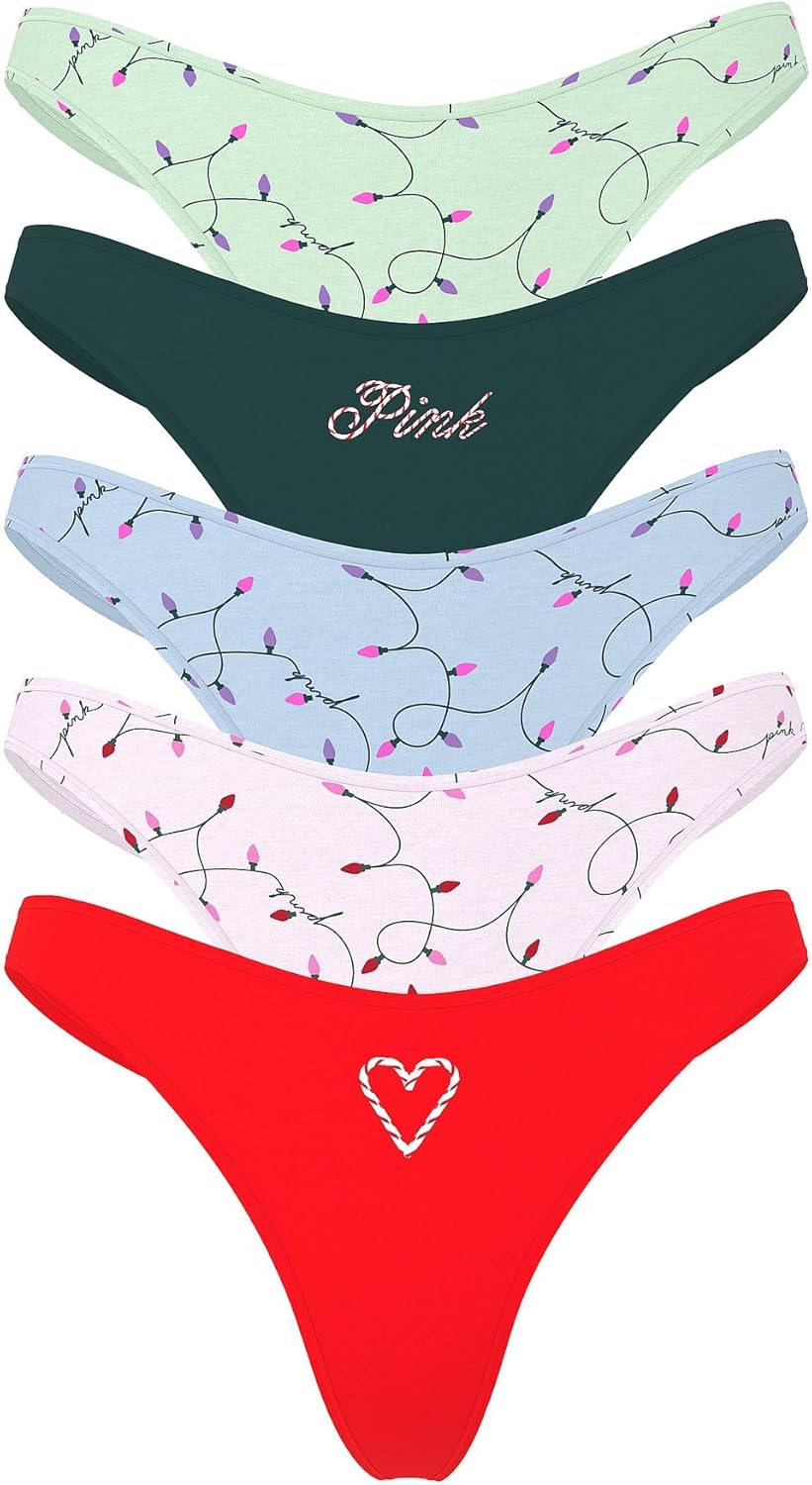Victoria's Secret PINK Женские хлопковые трусики-стринги, Holiday Lights Pack
Victoria's Secret PINK Женские хлопковые трусики-стринги, Holiday Lights Pack
