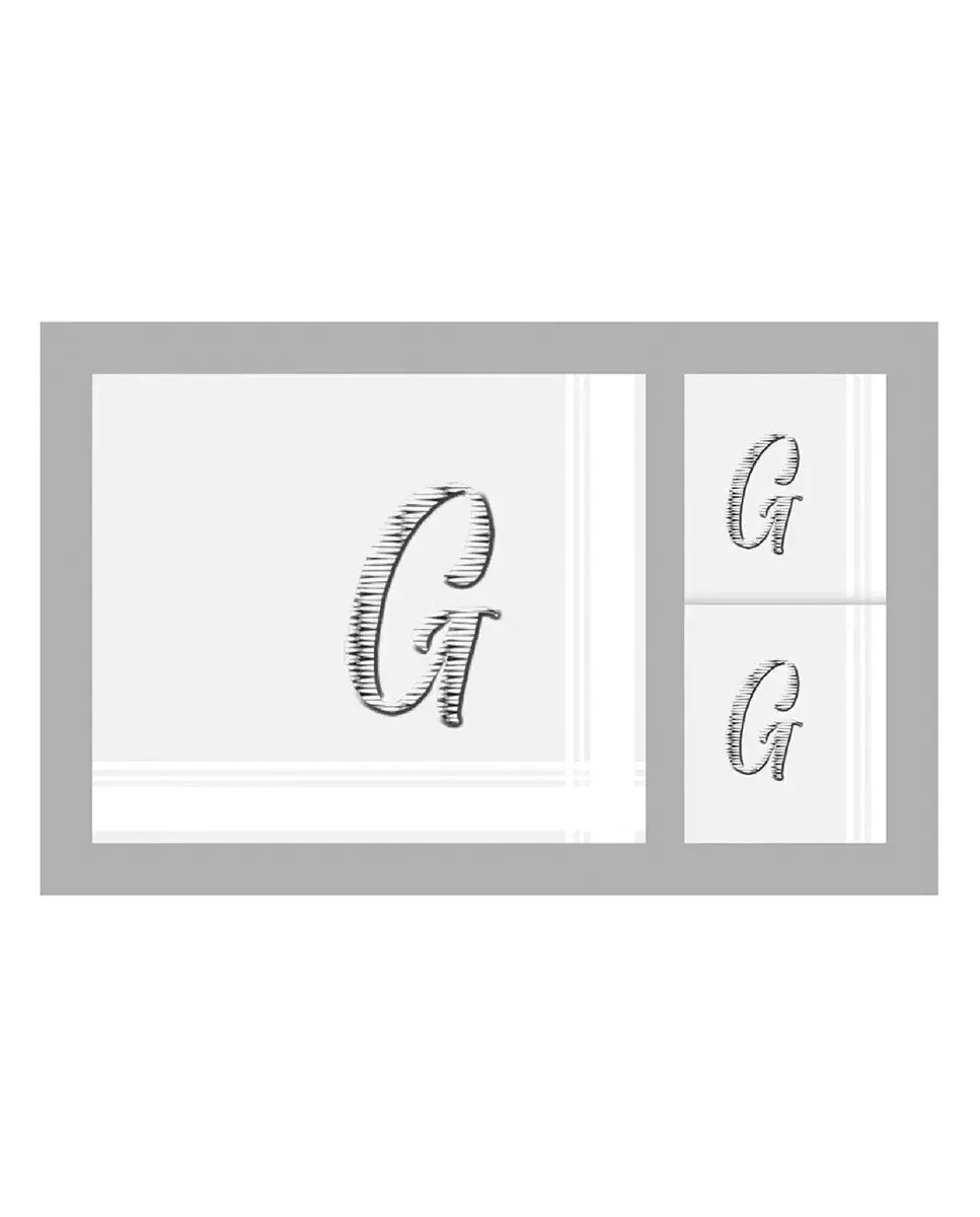 Футляр из 3-х мужских хлопковых носовых платков с инициалами Guasch, цвет G
Футляр из 3-х мужских хлопковых носовых платков с инициалами Guasch, цвет G