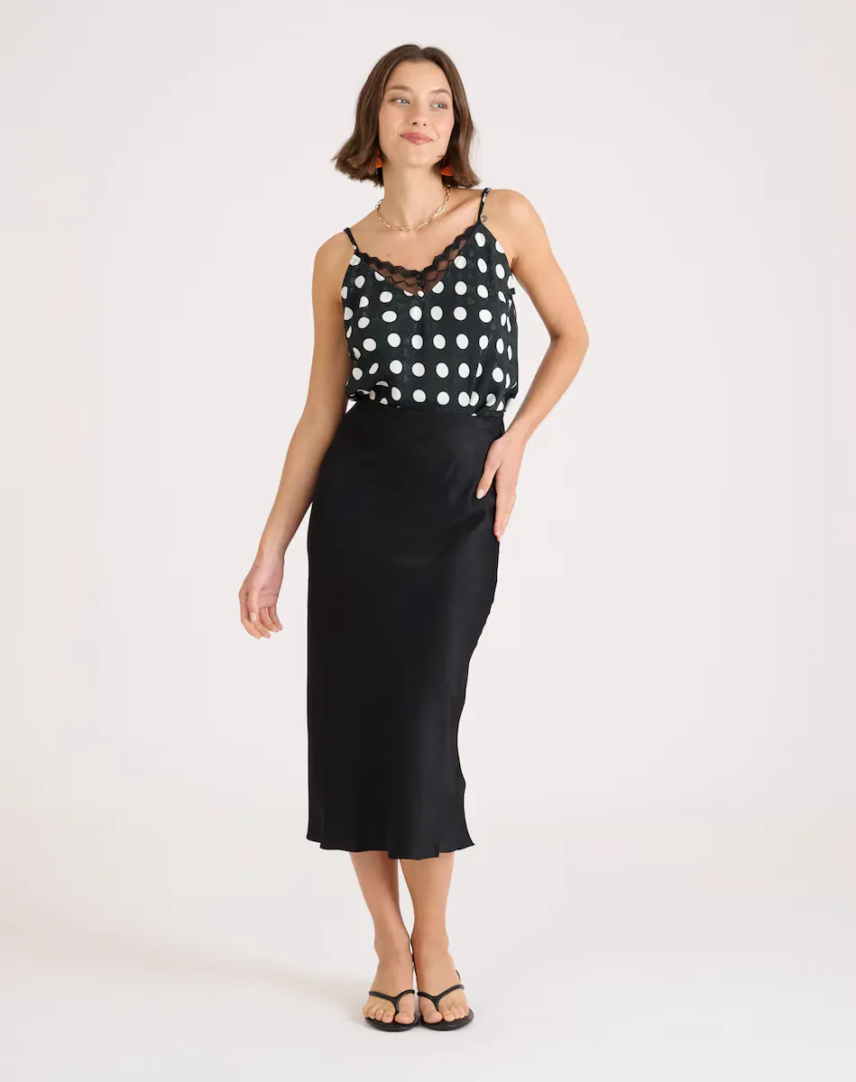 Атласная юбка миди Naf Naf, черный 
Атласная юбка миди Naf Naf, черный