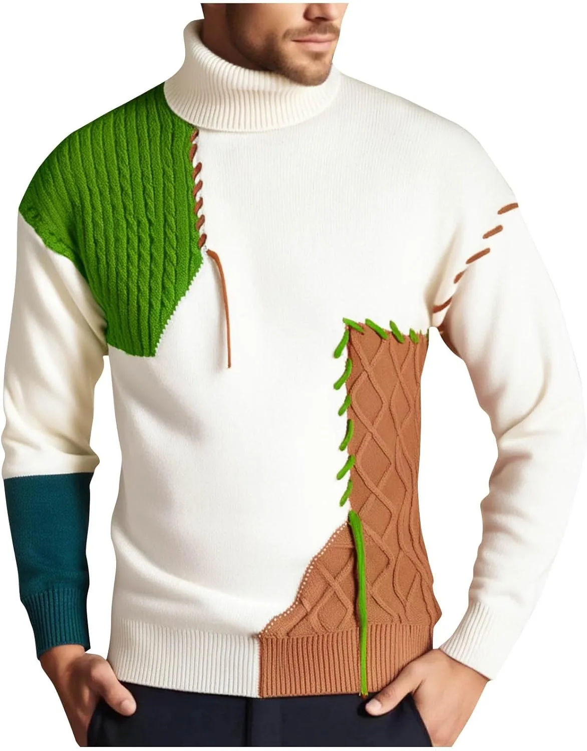 Свитер для мужчин зимний воротник-водолазка с цветными блоками TXGMNA
Свитер для мужчин зимний воротник-водолазка с цветными блоками TXGMNA