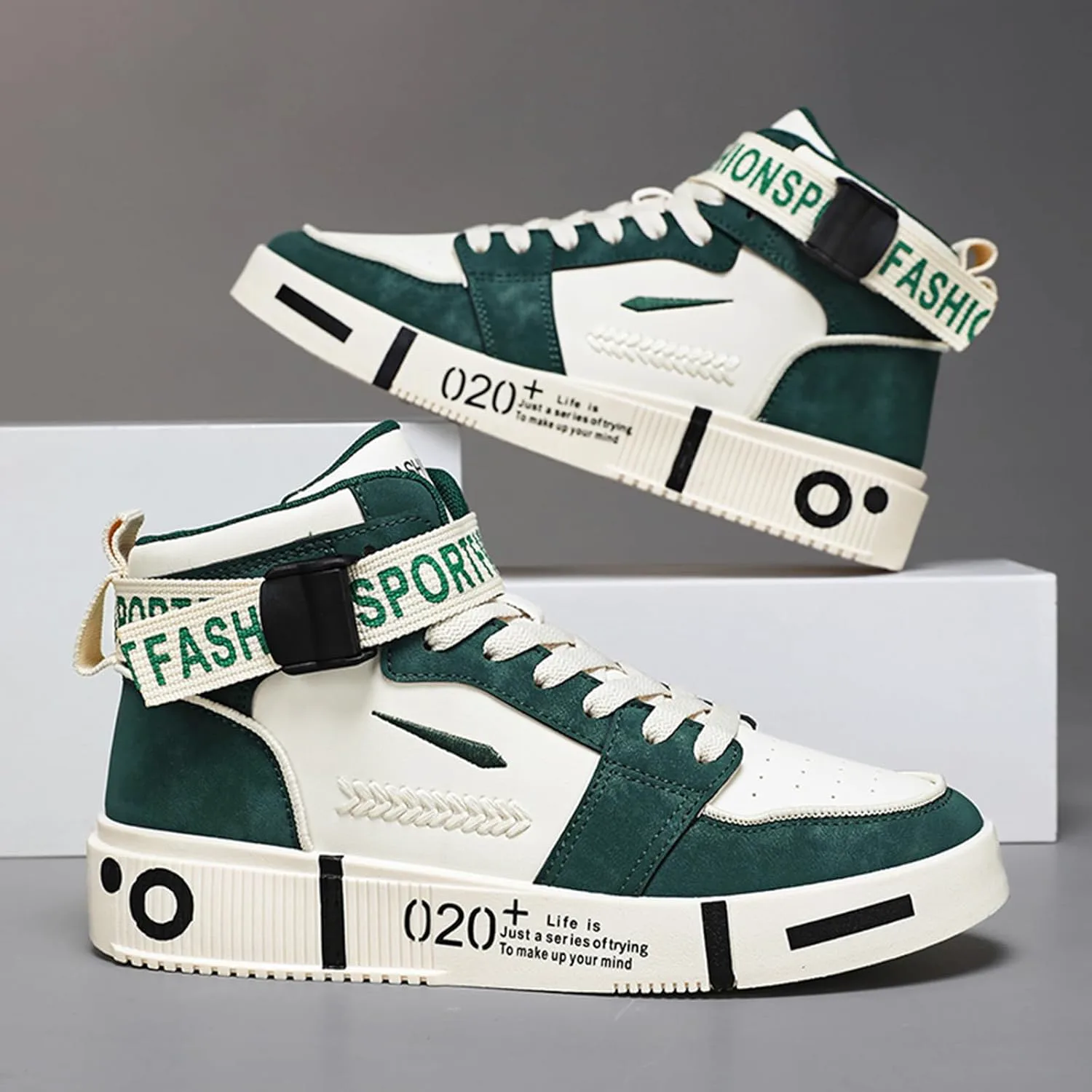 Мужские модные кроссовки высокие скейт-ботинки стильные уличные кроссовки повседневные прогулочные туфли SPWAGYM, бежевый/зеленый
Мужские модные кроссовки высокие скейт-ботинки стильные уличные кроссовки повседневные прогулочные туфли SPWAGYM, бежевый/зеленый