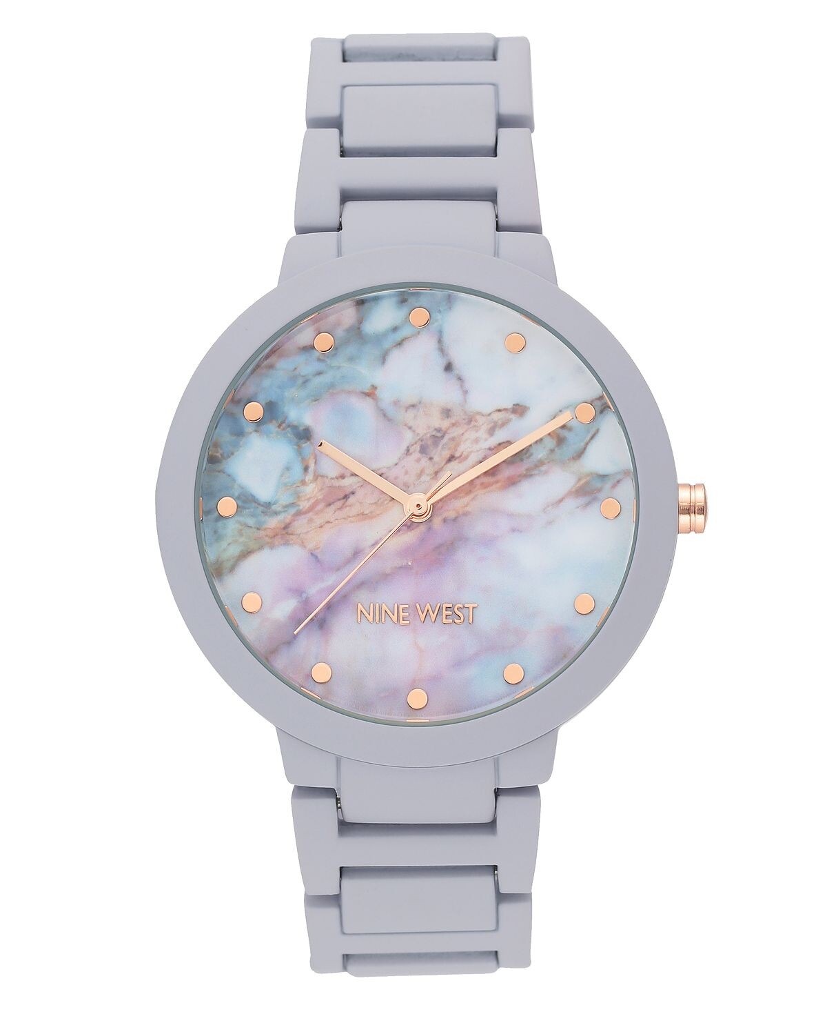 Женские часы с прорезиненным браслетом лавандового цвета, 40,5 мм Nine West
Женские часы с прорезиненным браслетом лавандового цвета, 40,5 мм Nine West