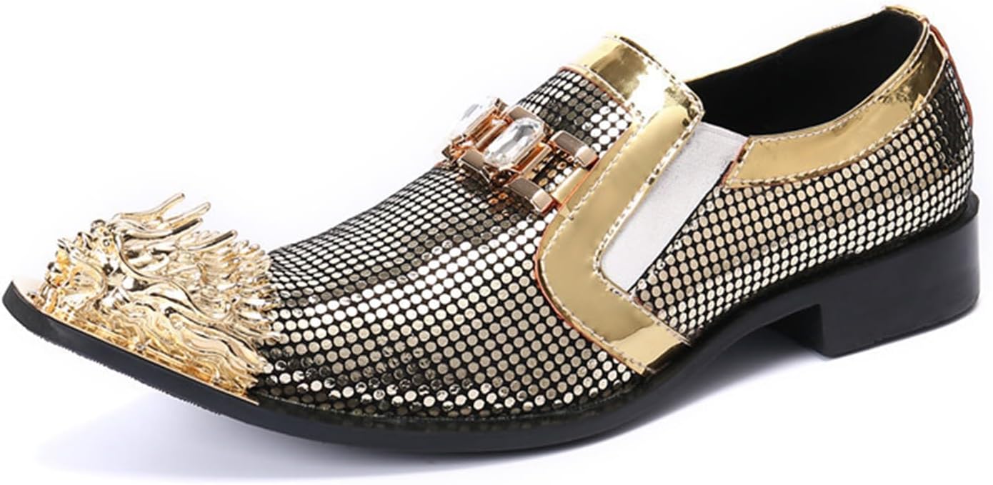 Мужские туфли, золотые лоферы из натуральной кожи, на каблуке, повседневные, деловые, большого размера, низкие с металлическим носком, дышащие, для костюма, жениха, на свадьбу, модные, размер 36 EU, золотые Manyubei
Мужские туфли, золотые лоферы из натуральной кожи, на каблуке, повседневные, деловые, большого размера, низкие с металлическим носком, дышащие, для костюма, жениха, на свадьбу, модные, размер 36 EU, золотые Manyubei