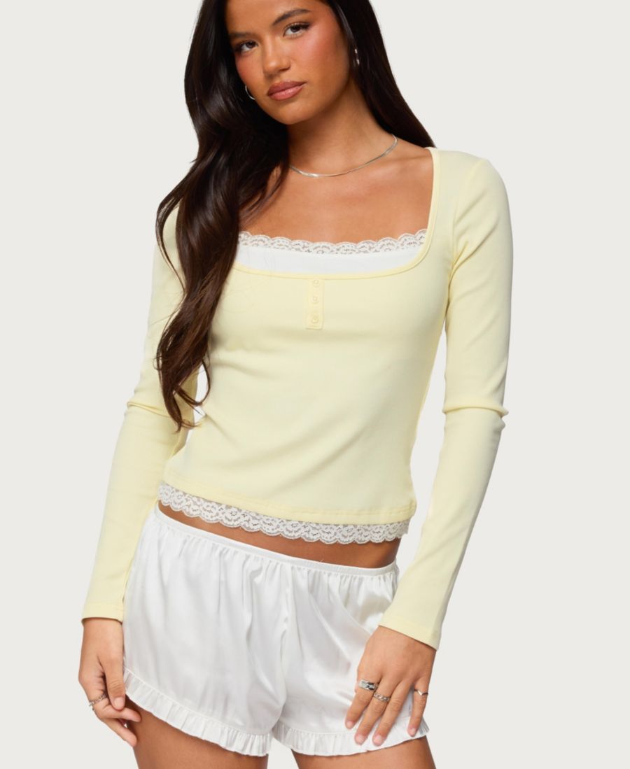 Женская многослойная кружевная футболка-поло Joana Edikted, Yellow
Женская многослойная кружевная футболка-поло Joana Edikted, Yellow