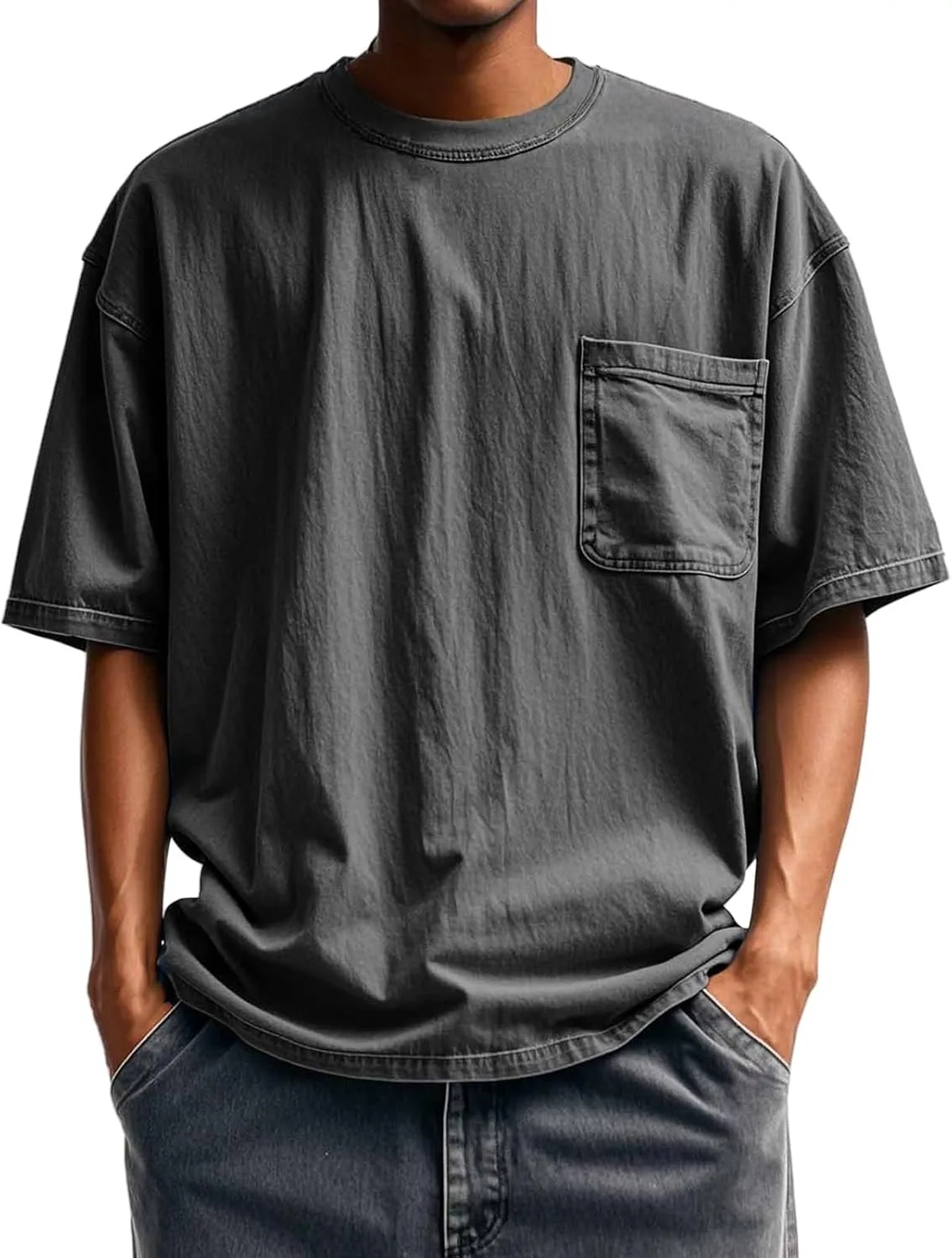 Футболка с коротким рукавом для мужчин, классический крю-нек, расслабленный крой, потертый эффект, с карманом LGHLMCL
Футболка с коротким рукавом для мужчин, классический крю-нек, расслабленный крой, потертый эффект, с карманом LGHLMCL