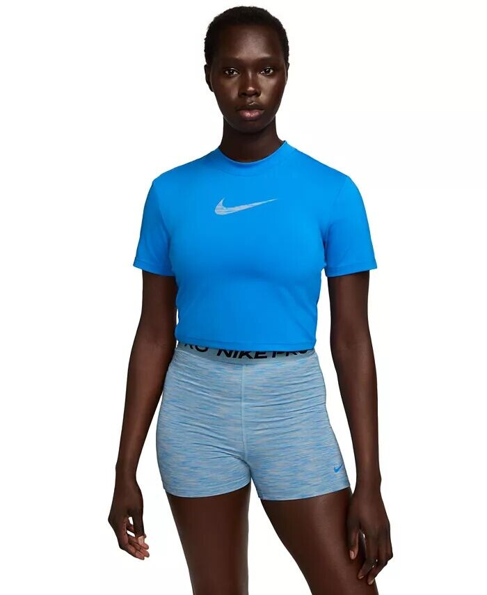 Женская укороченная тренировочная футболка с короткими рукавами Pro Dri-FIT Nike, синий
Женская укороченная тренировочная футболка с короткими рукавами Pro Dri-FIT Nike, синий